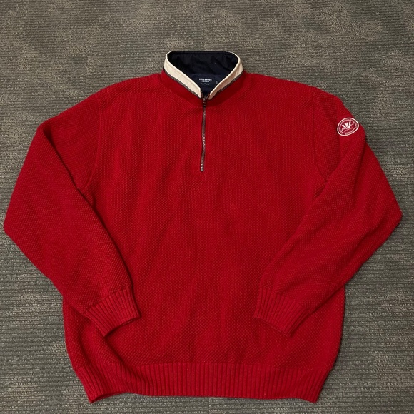Holebrook Sweden Men's Windproof Classic Sweater Red 1/4 Zip Size XL Pullover - Picture 9 of 16